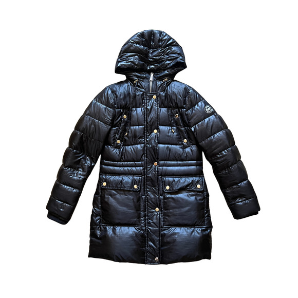 Michael Kors Black Puffer Jacket Hooded Mid-Length Winter Cold Weather Outdoor - Picture 1 of 13